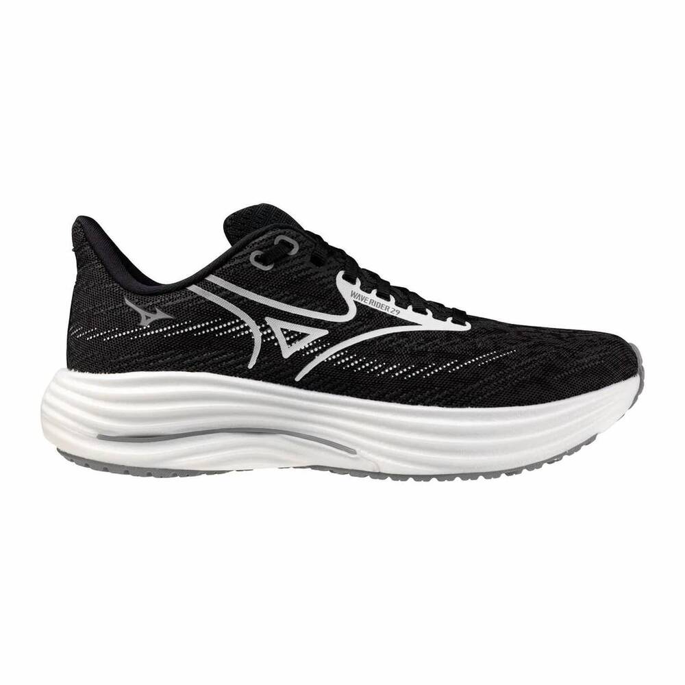 NEW MIZUNO women's wave rider 29 wide shoes in black sand/white